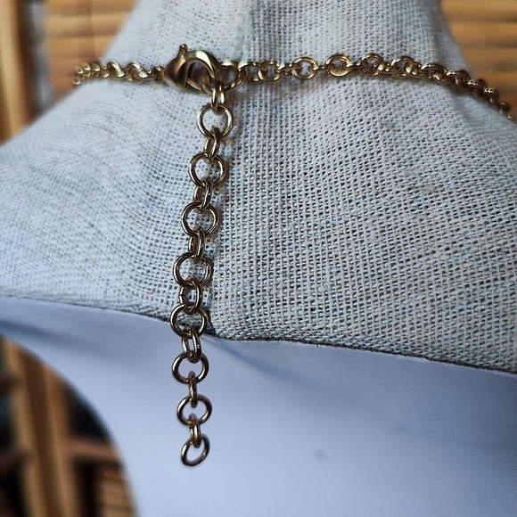 Crystal Clear Fat Baguette Mirror Finish Rhinestone Gold Tone Hardware Necklace - Picture 4 of 10